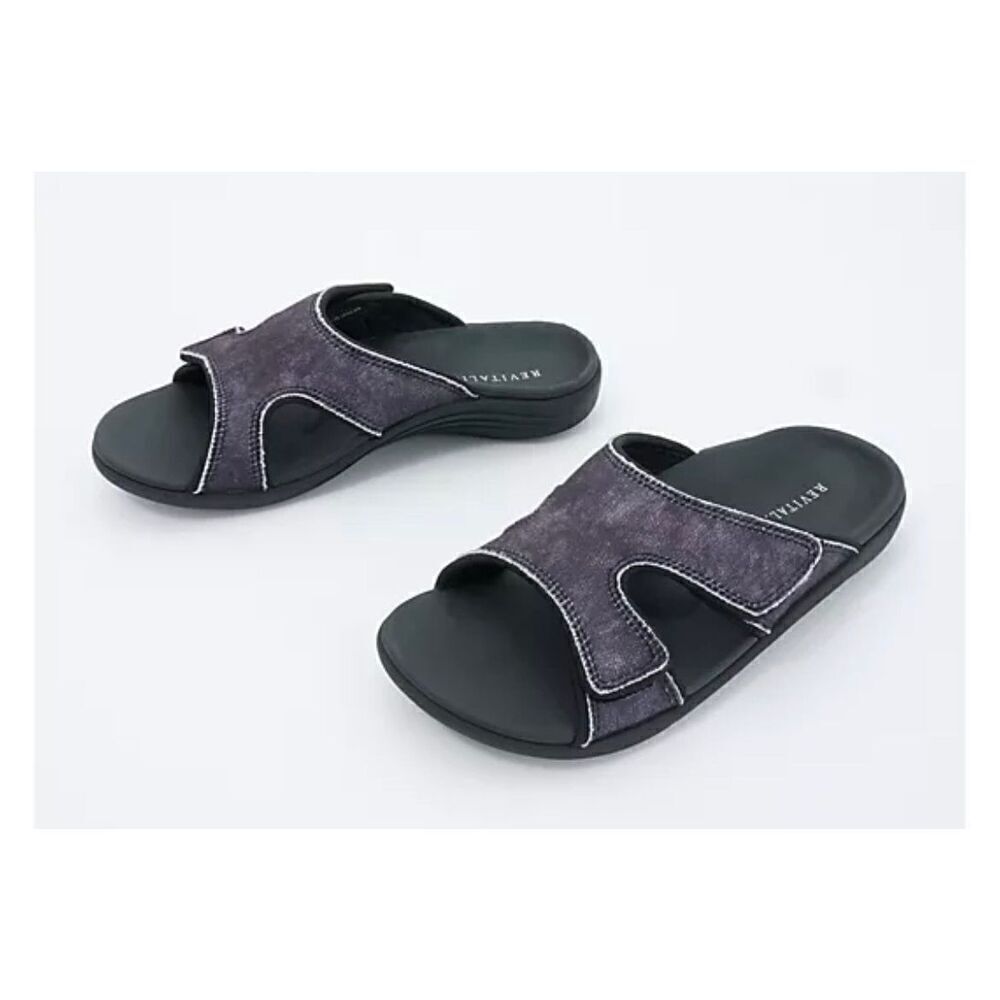 Revitalign Orthotic Stone Wash Slide Sandals - Kholo Denim